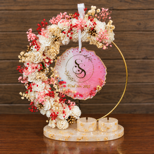 Blush Pink & Red half hoop engagement ring platter
