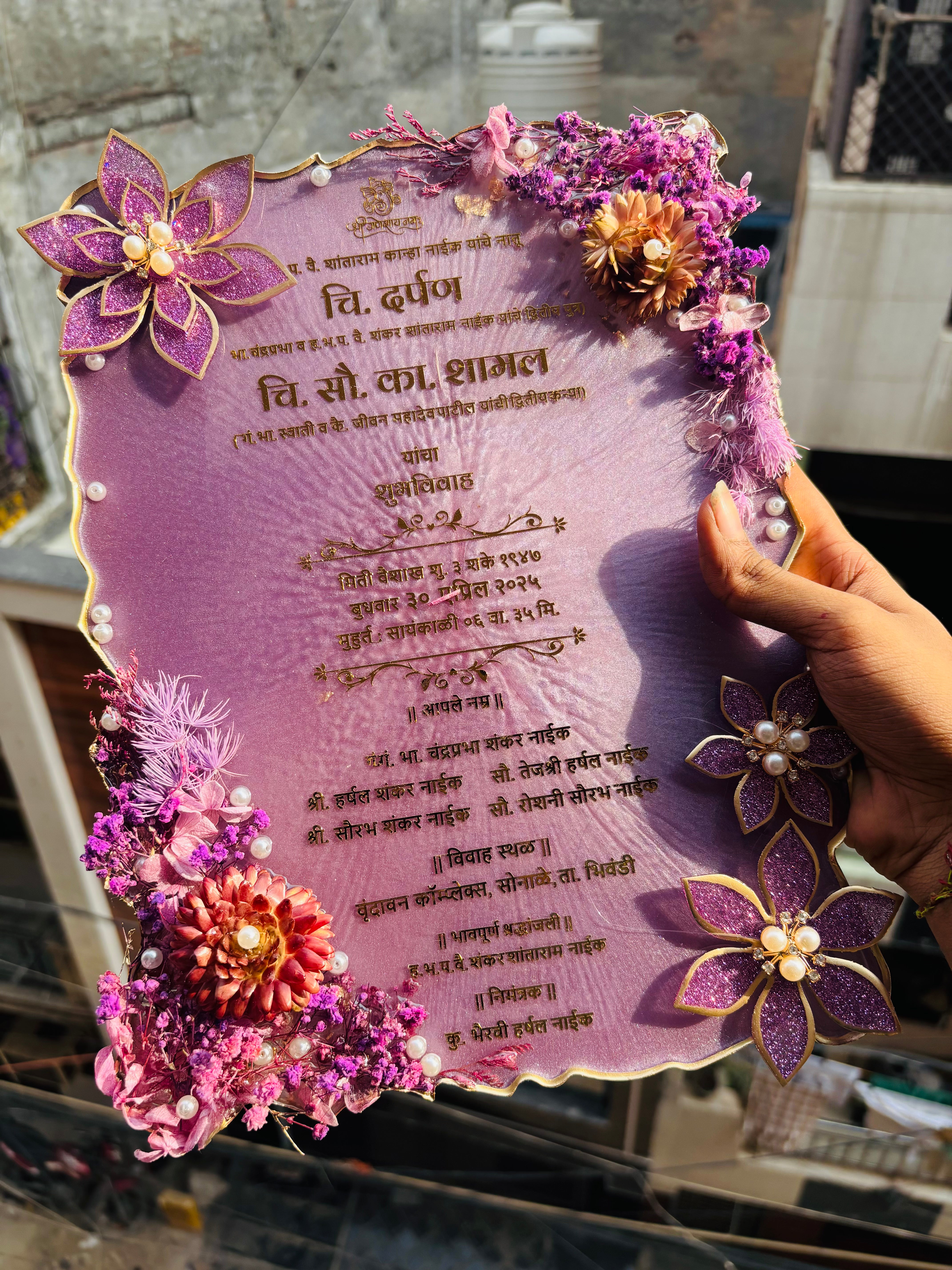 Heritage- Royal Resin Wedding card for First Invitation- 9x12 Inches