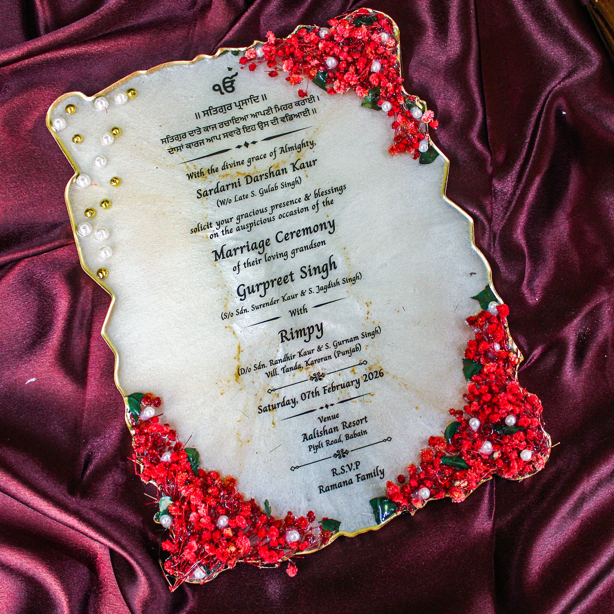 Royal Memories- Royal Resin Wedding card for First Invitation- 9x12 Inches