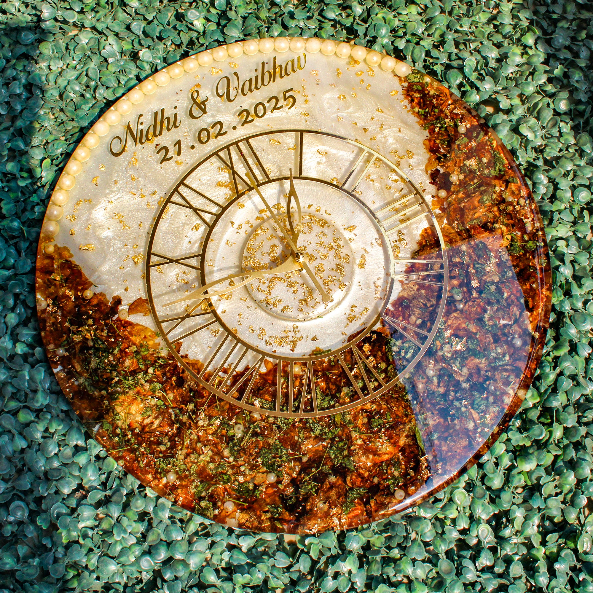 Floral Legacy- Flower/Varmala Preservation Clock- Round