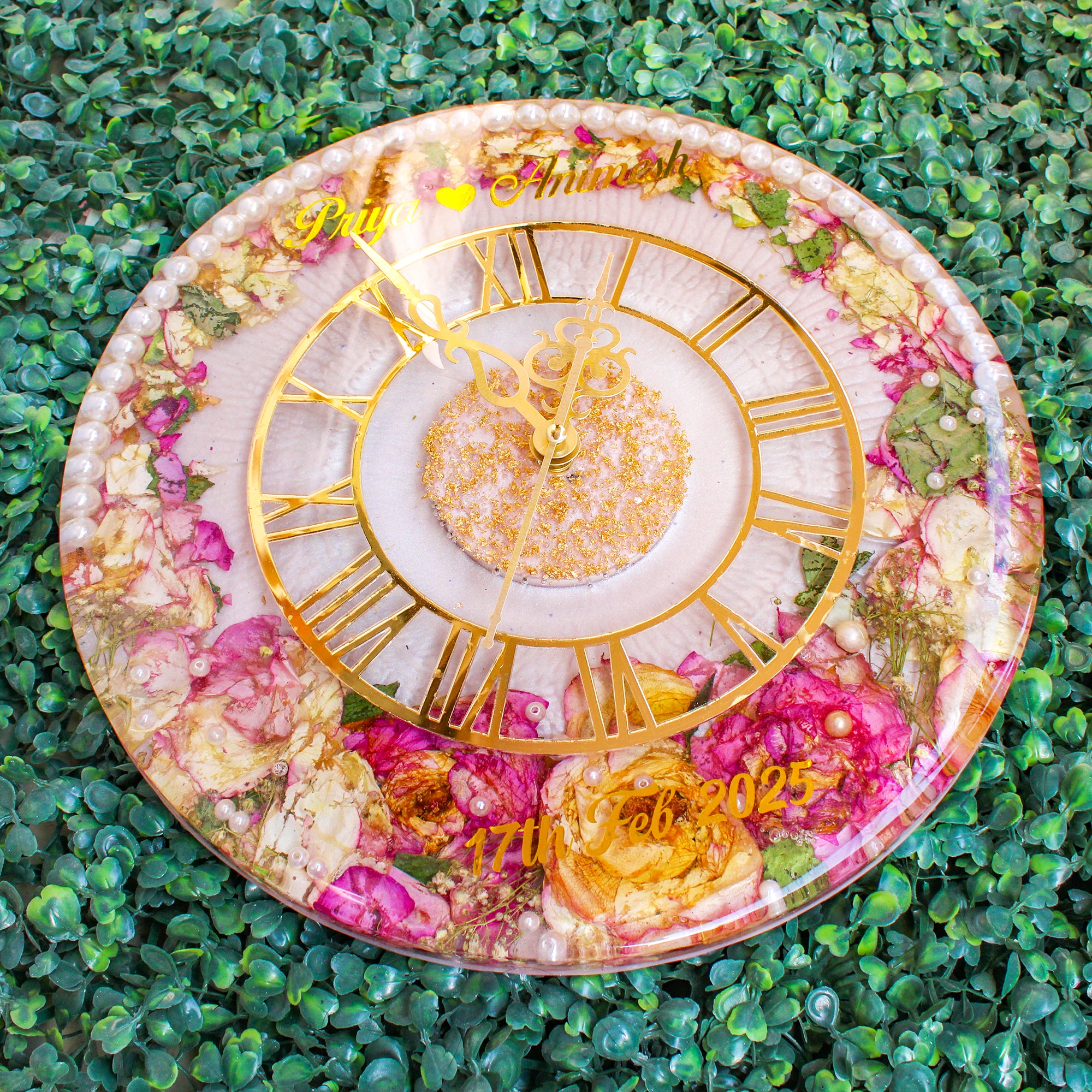Timeless- Flower/Varmala Preservation Clock- Round
