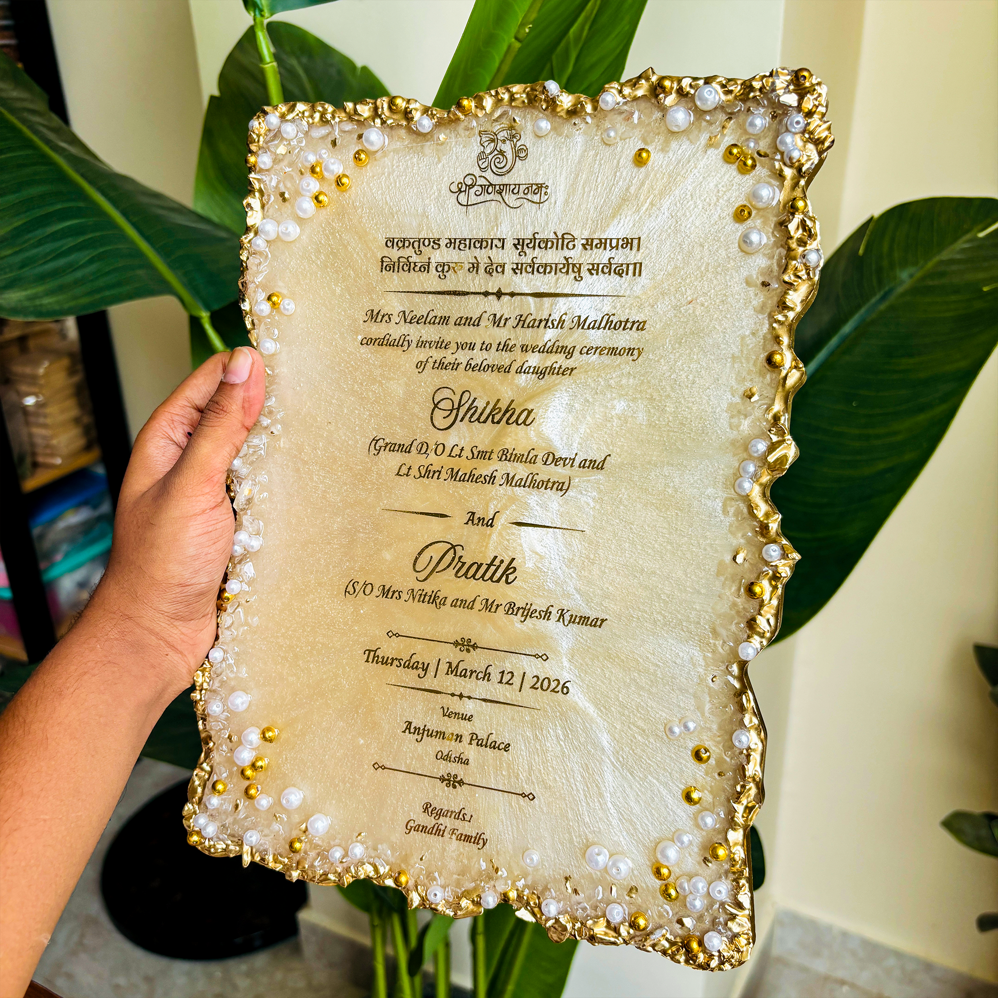 EverAfter Invite- Royal Resin Wedding card for First Invitation- 9x12 Inches