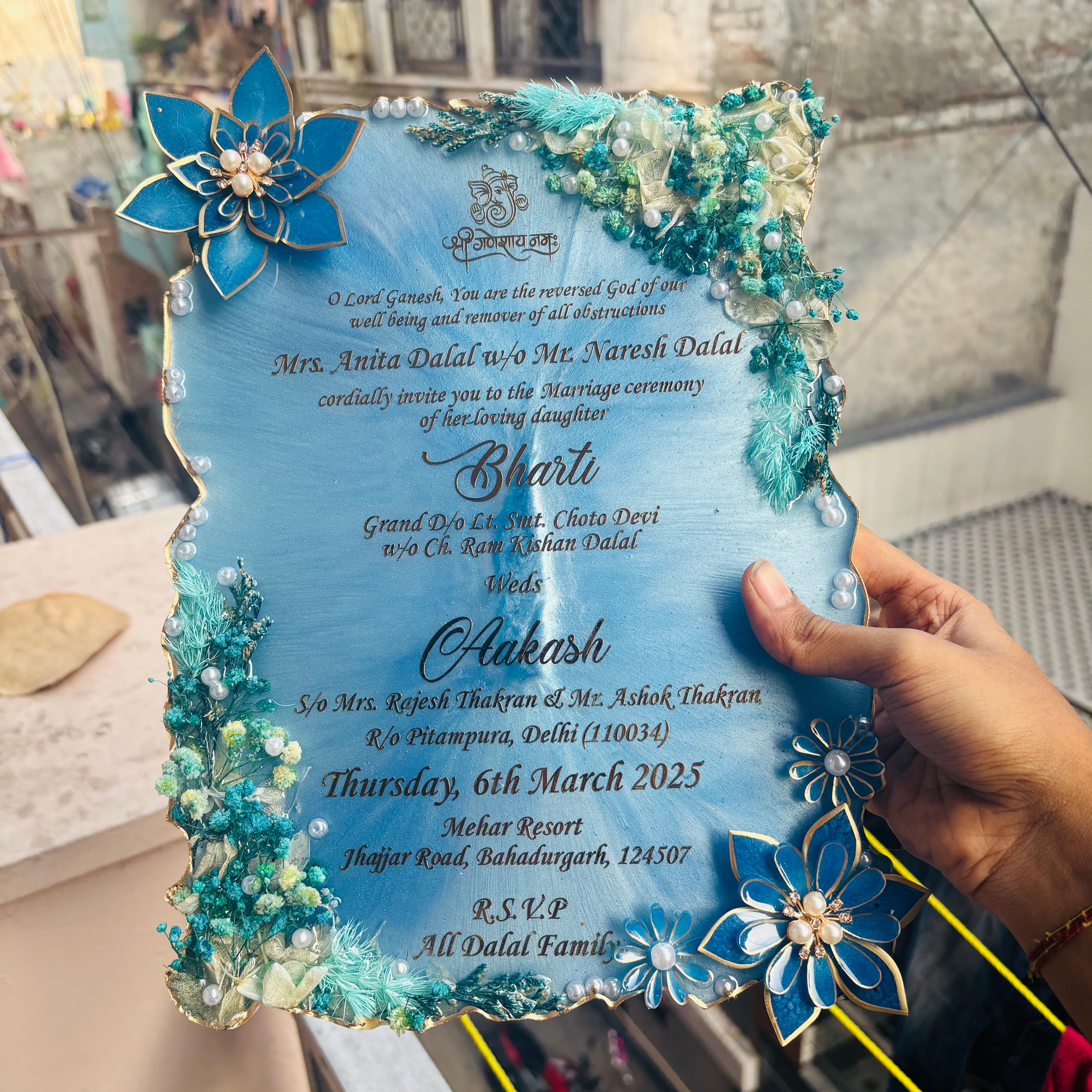 Regal Vows- Royal Resin Wedding card for First Invitation- 9x12 Inches