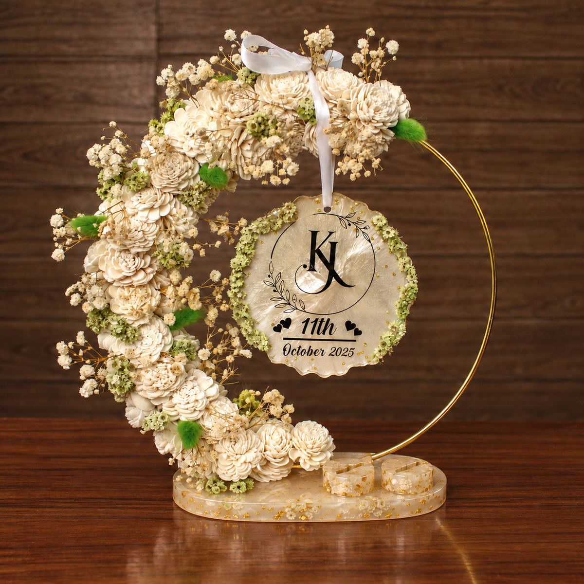 Ivory & Sage half hoop engagement ring platter