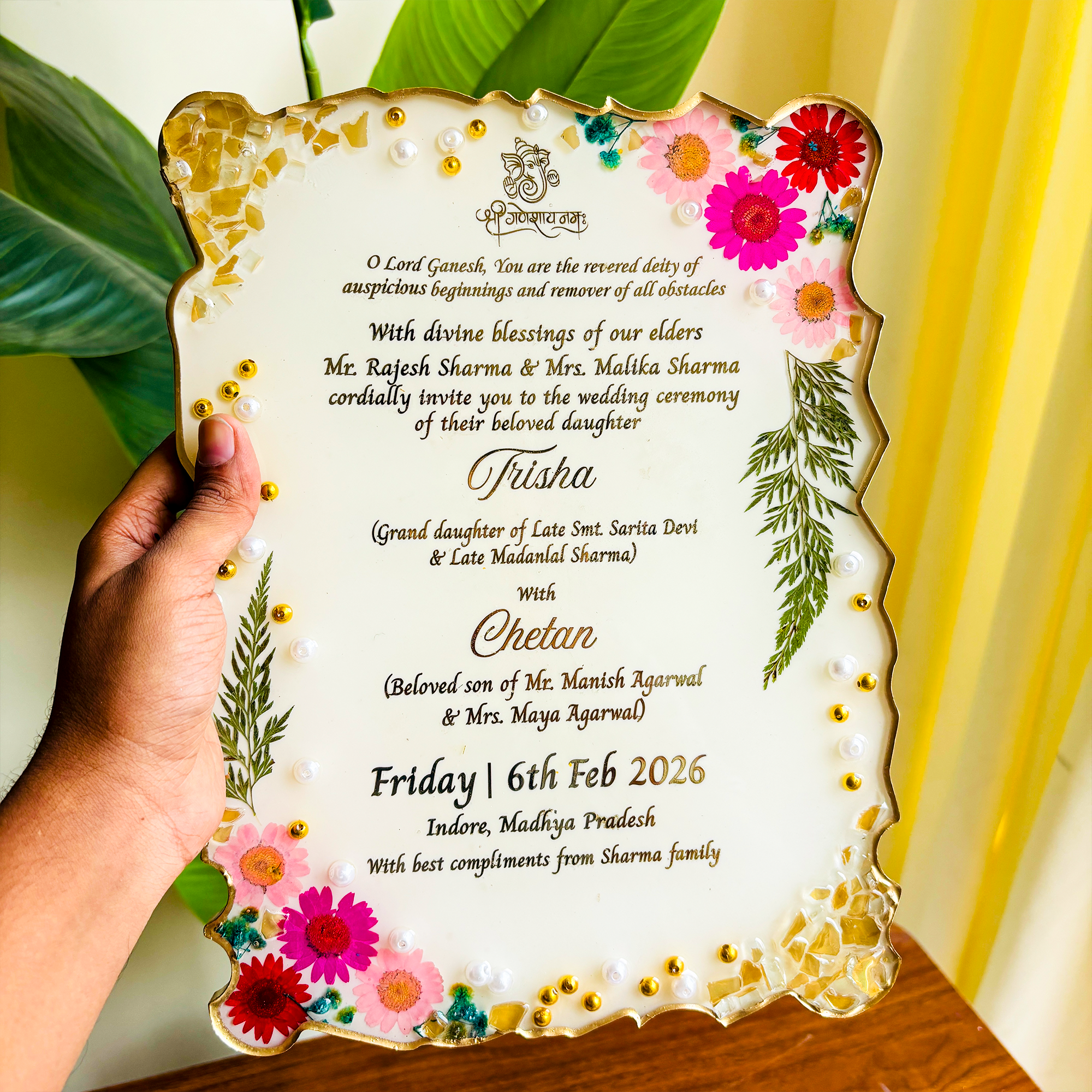 The First Chapter- Royal Resin Wedding card for First Invitation- 9x12 Inches